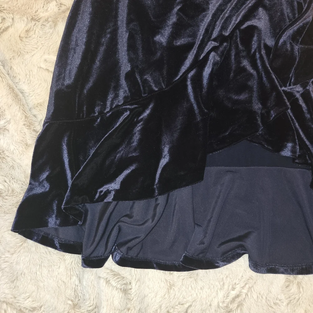 Lauren Ralph Lauren Navy Blue Velvet Wrap Dress - Size 16 - Picture 4 of 8